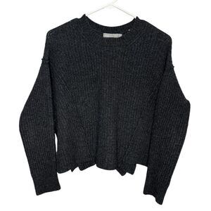 VINCE Women's Black Overlap Panel Wool Crewneck Sweater XS